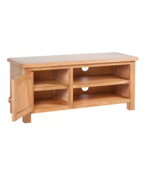 Solid Oak Wood TV Cabinet With Two Convenient Cable Outlets Brown 40.6"x14.2"x18.1
