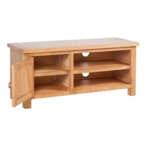 Solid Oak Wood TV Cabinet With Two Convenient Cable Outlets Brown 40.6"x14.2"x18.1