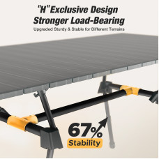 Warmounts HT1 Folding Camping Table Adjustable Heights 35"/49" Wide Portable Camping Table, Aluminum Roll-up Camping Table w/ Carrying Bag for Picnic, Grill, Fishing, Beach, Suitable for 2-4/ 4-6People