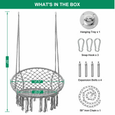 Garpans Hammock Chair Patio Hanging Swing Chair Max 330 Lbs With Mounting Hardware For Indoor and Outdoor Patio Garden