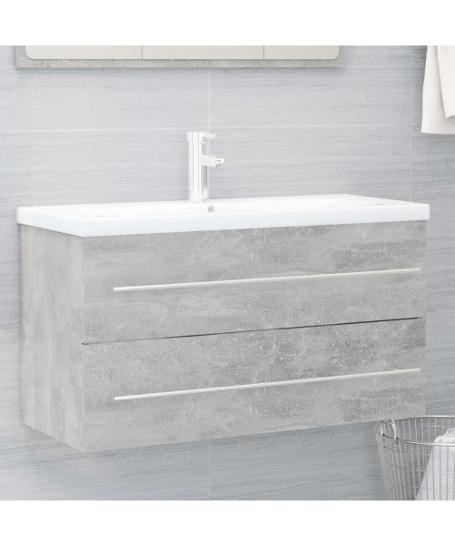 2 Piece Bathroom Furniture Set Concrete Gray Chipboard