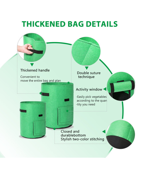 2pcs Grow Bags Tvird Planter Pot Fruit Flower Vegetable Tomato Potato Reusable Bag