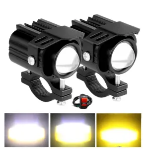 2PCS 9-32V Headlight Fog Flash Light Spotlight LED Light Yellow White For Car Motorcycle