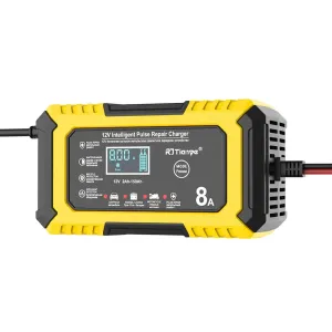 RJTianye 12V 8A 4ah-150ah Intelligent Pulse Repair Charger 110-230V AC Car Motorcycle Battery Charger LiFePO4 Charger Digital LCD Display