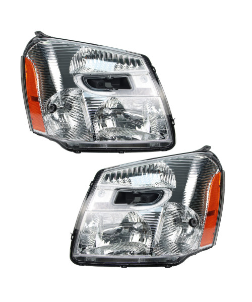 1 Pair Car Headlight Assembly Clear Lens Cover Headlamp No Bulbs for Chevrolet Equinox 2005-2009