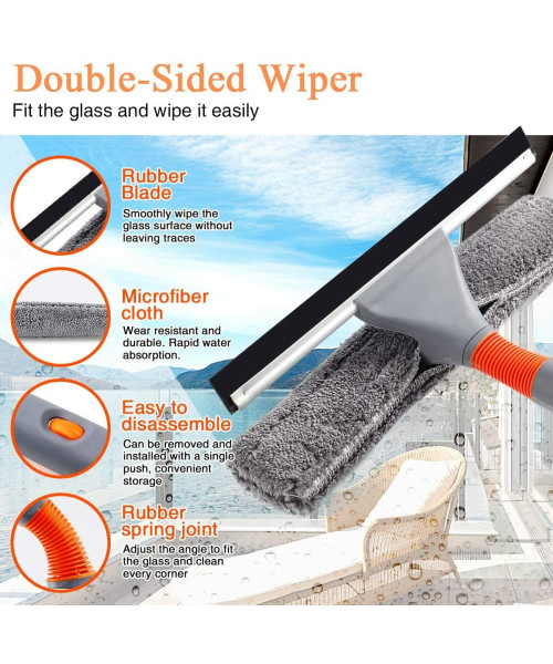 Window Cleaner Baban 61'' Aluminum Microfiber Cleaner Extension Pole Window Cleaning Washing Tool for Car Auto Indoor OutdoorLong Handle Car Cleaning Glass