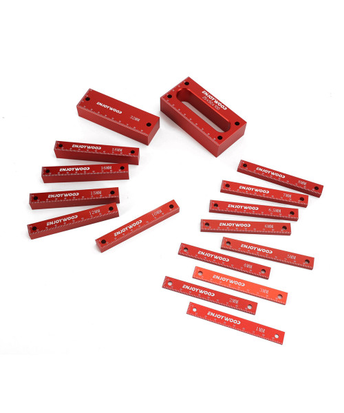 ENJOYWOOD Metric Gauge Blocks Set Aluminum Alloy Precision Measurement Red Color Convenient Storage Set Up Blocks