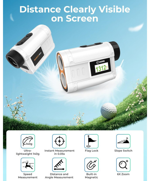 CIGMAN CT-1200 Golf Rangefinder 6X Zoom Magnification 1312 Yards Slope Compensation Color Display Flagpole Lock Rechargeable Waterproof Golf Accessories