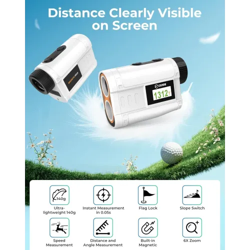 CIGMAN CT-1200 Golf Rangefinder 6X Zoom Magnification 1312 Yards Slope Compensation Color Display Flagpole Lock Rechargeable Waterproof Golf Accessories
