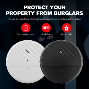 Wireless Door Window Vibration Sensor Alarm 125dB Glass Breakage Anti-theft Sensor Easy Install for Home Safety Protection