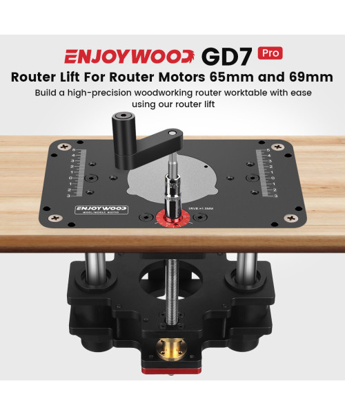 ENJOYWOOD GD7 PRO Router Lift for 65mm/69mm Wood Router for Router Table Set Up Lift with Router Plate Precision Woodworking
