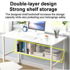 Office Computer Desk 43.3" Large Desktop with Storage Rack for Home Office