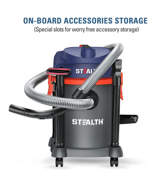 STEALTH 3 in 1 EMV052 6 Gallon Wet Dry Vacuum Powerful 5.5 Horsepower Motor Multifunctional Shop Vacuum with Blower Portable Vacuum Cleaner Ideal for Home Garage Basement Workshop