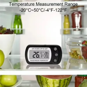 Fridge Thermometer With Hook Anti-Humidity Refrigerator Freezer Electric C/F Conversion LCD Display Digital -20C to 50C Temperature Monitor