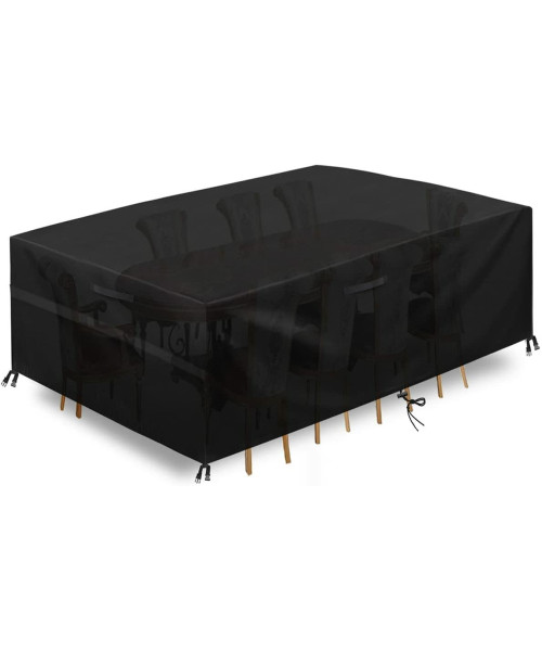 GARPROVM Garden Furniture Cover 350x260x90 Garden Table Cover 600D Heavy Duty Oxford Polyester Outdoor Patio Rectangular Cover