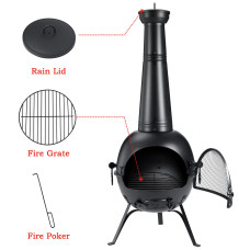 Singlyfire 54.5 Inches Fire Pit Chimenea Fireplace Cast Iron Outdoor Fireplace Garden Treasures Cast Iron Wood Burning
