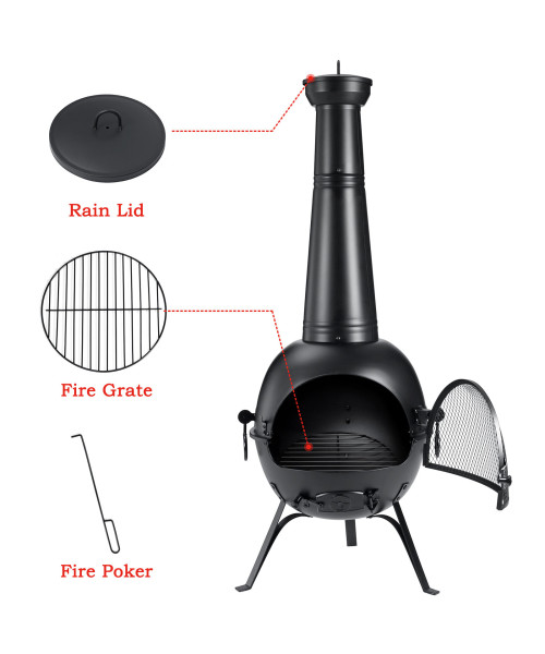 Singlyfire 54.5 Inches Fire Pit Chimenea Fireplace Cast Iron Outdoor Fireplace Garden Treasures Cast Iron Wood Burning