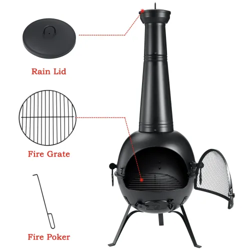 Singlyfire 54.5 Inches Fire Pit Chimenea Fireplace Cast Iron Outdoor Fireplace Garden Treasures Cast Iron Wood Burning