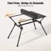 Warmounts HT1 Folding Camping Table Adjustable Heights 35"/49" Wide Portable Camping Table, Aluminum Roll-up Camping Table w/ Carrying Bag for Picnic, Grill, Fishing, Beach, Suitable for 2-4/ 4-6People
