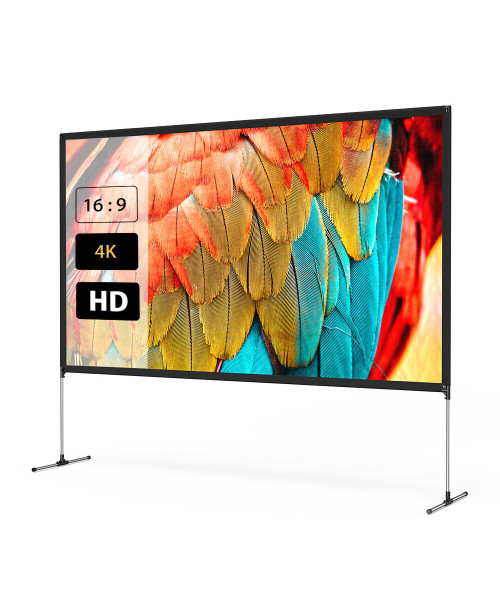 BlitzWolf BW-VS6 80/100/120-Inch Projector Screen with Stable Stand 4K Resolution 16:9 Foldable Anti-Crease Easy Installation Outdoor Movie Screen
