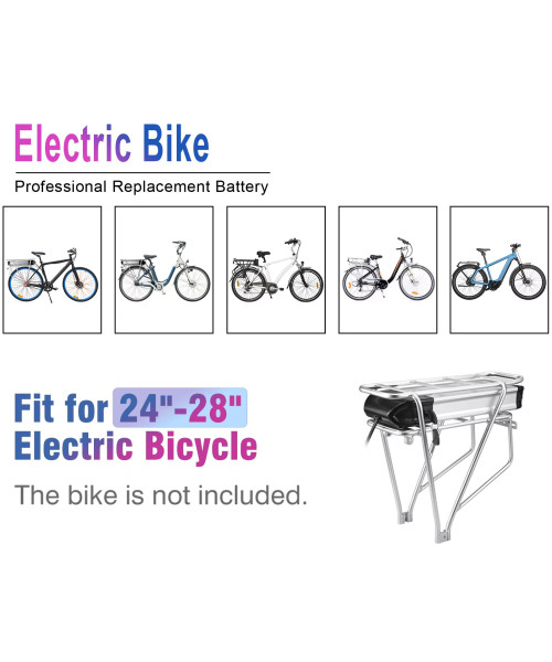 [EU/USA Direct] HANIWINNER HA074-04 36V 20Ah 720Wh Rear Rack E-Bike Battery - Powered by High-Quality 18650 Lithium-ion Cells | 30A BMS | Waterproof | with Charger | Rear Taillight | Fits 36V 250W-800W Motor