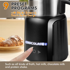 Electric Milk Frother and Steamer, 9 Functions for Milk Foam Hot and Cold, Hot Chocolate Maker, Milk Warmer for Coffee Latte Cappuccino Macchiato, Food Grade Stainless Steel Detachable Milk Heater