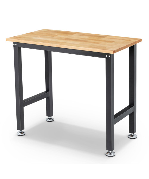 ENJOYWOOD 41 inch Workbench Workstation with Rubber Wood Top 1500 LBS Load Capacity for Woodworking Garage Workshop Office Shop