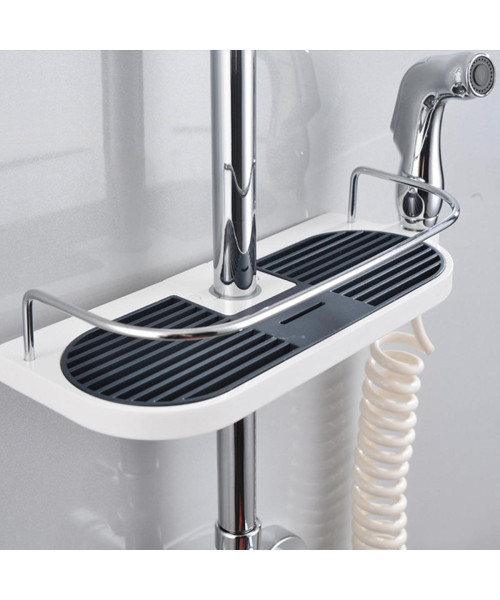 Bathroom Pole Shelf Shower Storage Caddy Rack Organiser Tray Holder Drain Shelf