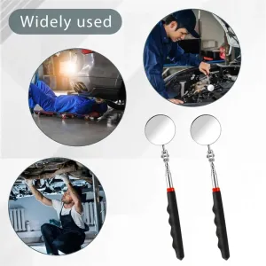 Extend 7-1/4" to 30" 360 Retractable Extension Rod Mirror Telescopic Inspection Detection lens Silver Pocket Clip Car Tools