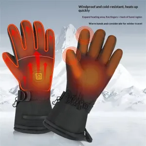 Winter Heated Cycling Gloves Waterproof Touchscreen Adjustable Fit Rechargeable Battery Warm Split Finger Gloves for Outdoor Riding Skiing