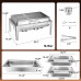 Warmounts 9.5QT Rectangular Chafing Dish Buffet Set with Hydraulic PivotLid, Stainless Steel Catering Server Food Warmer with 2-Tray Noiseless for Party, Wedding, Restaurant