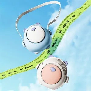 Cute Mini Portable Cooler Fan 900mAh Cartoon Robot Summer Cooling Fans 3-speed Adjustable Rechargeable Hanging Neck Fan