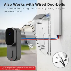 Solar Waterproof Anti-Theft Alarm Bracket Cover for Video Doorbell 100dB Hall Sensor PC Impact Resistant Rainproof Outdoor Smart Home Security Bell Cover