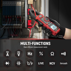 KAIWEETS HT208F Inrush Digital Clamp Meter True-RMS 1000A AC/DC Current 1000V AC/DC Voltage Frequency Resistance Capacitance Continuity Temperature NCV VFD LoZ