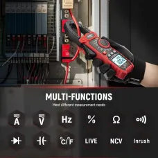 KAIWEETS HT208F Inrush Digital Clamp Meter True-RMS 1000A AC/DC Current 1000V AC/DC Voltage Frequency Resistance Capacitance Continuity Temperature NCV VFD LoZ