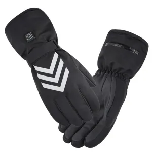 Heated Motorcycle Gloves Winter Snowmobile Skiing Gloves with Reflective Safety Stripe Design for Outdoor Warm Windproof Cycling