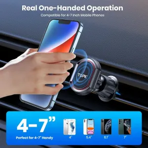 TOPK D37 Magnetic Car Phone Holder 2 in 1 Handsfree Stand Phone Mount for Dashboard / Air Vent for iPhone/Samsung Android