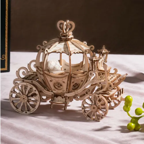 3D Wooden Puzzle PUMPKIN Cart Model Building Assembly Toys for Chidren Boys Xmas Gift