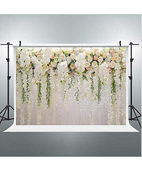 3x5FT 5x7FT 7x10FT Vinyl Pink White Rose Flower Wedding Photography Backdrop Background Studio Prop