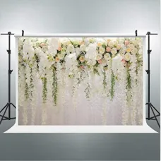 3x5FT 5x7FT 7x10FT Vinyl Pink White Rose Flower Wedding Photography Backdrop Background Studio Prop