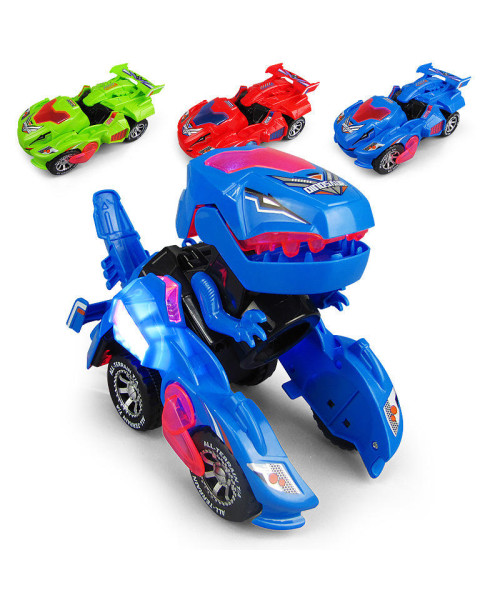 Electric Transforming T-Rex Dinosaur Car with Light Sound Animal Diecast Model Toys